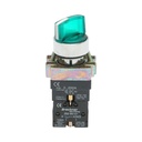Selector 2 pozitii cu retinere si indicator semnalizare LED verde 1NO+1NC, 220V, LAY5