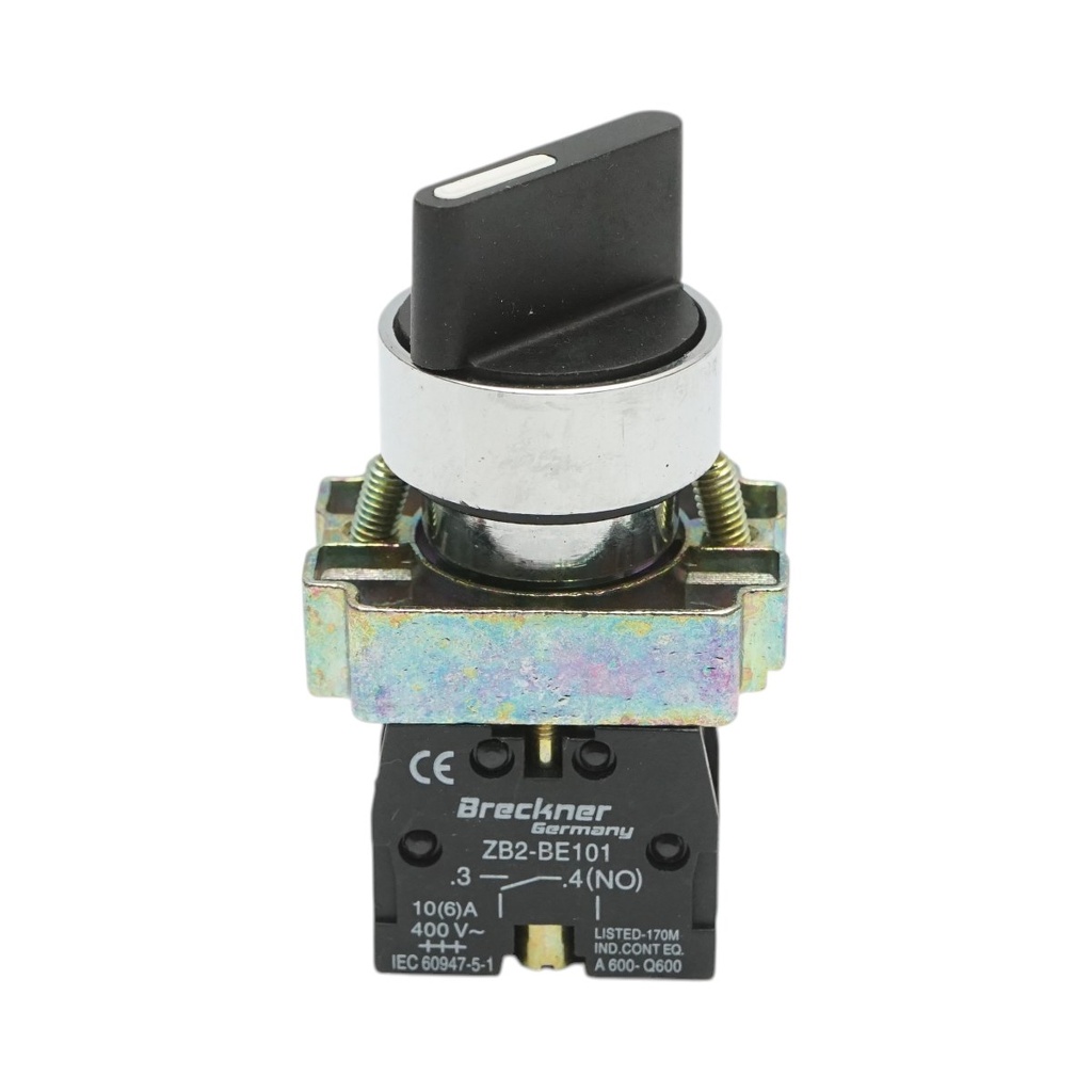 Selector 2 pozitii cu retinere negru 1NO, 400V/10A BD21