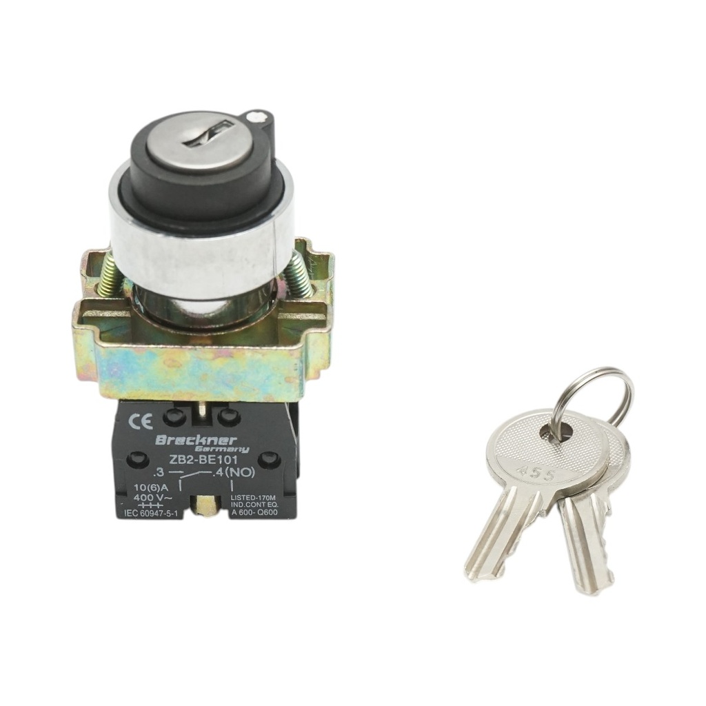 Selector 2 pozitii cu retinere si cheie 1NO, 400V/10A, LAY5-BG41