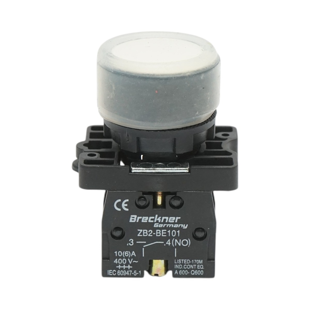 Buton comanda alb cu capac protectie 1NO, 400V/10A, LAY5-EP11, IP65