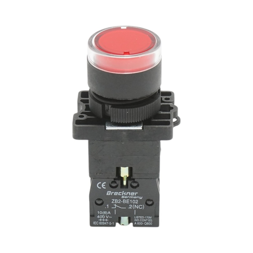 Buton indicator LED rosu cu rezistenta integrata 1NC, 24V LAY5