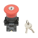 Buton comanda oprire de urgenta rosu cu deblocare prin rasucire si cheie 40mm, 1NC, 400V/10A LAY5