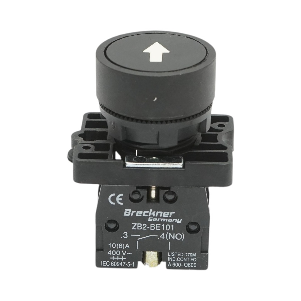 Buton comanda cu revenire negru 1NO, 400V/10A LAY5