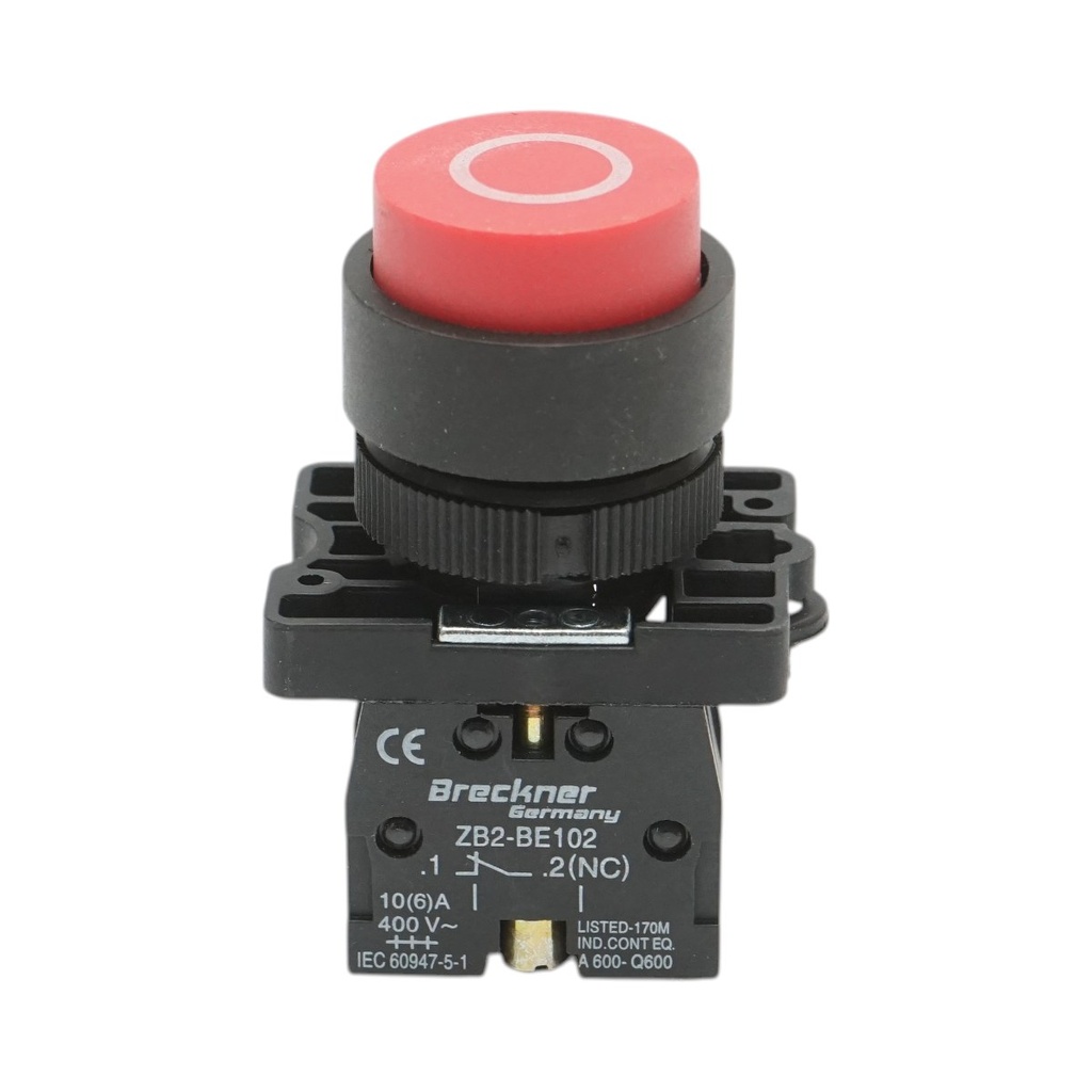 Buton comanda convex STOP rosu cu revenire 1NC, 400V/10A LAY5