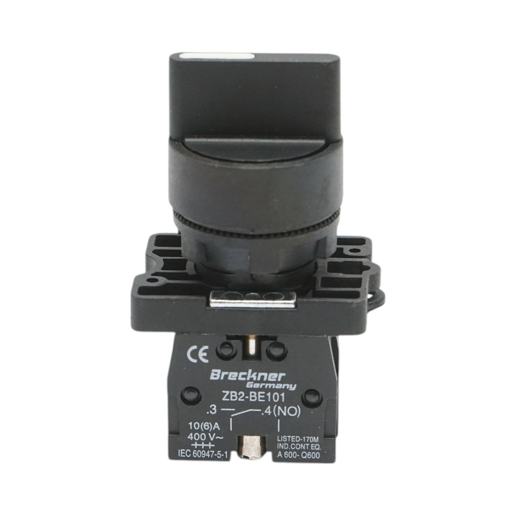 Selector 3 pozitii negru cu retinere 2NO, 400V/10A, LAY5-ED33