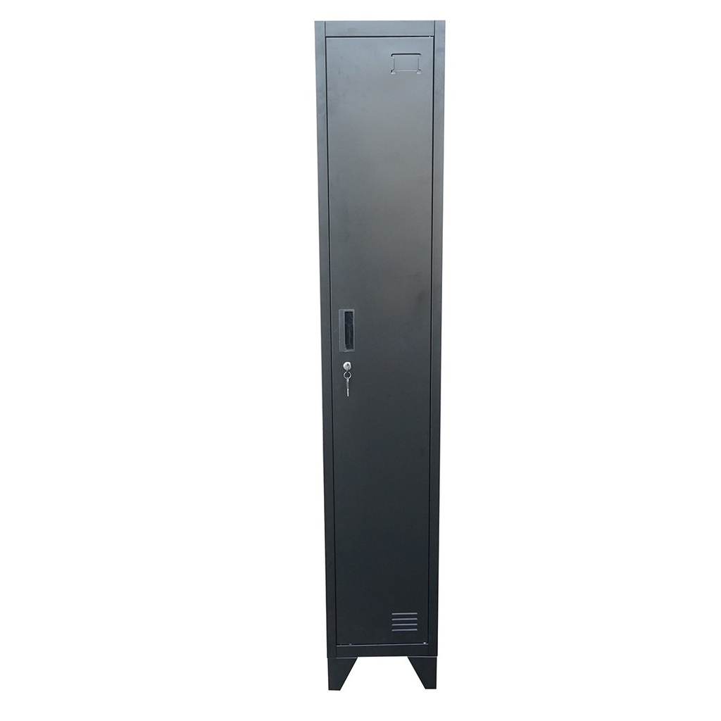 Dulap metalic fiset tip vestiar negru cu 1 usa securizata si 5 rafturi 1700x300x450mm