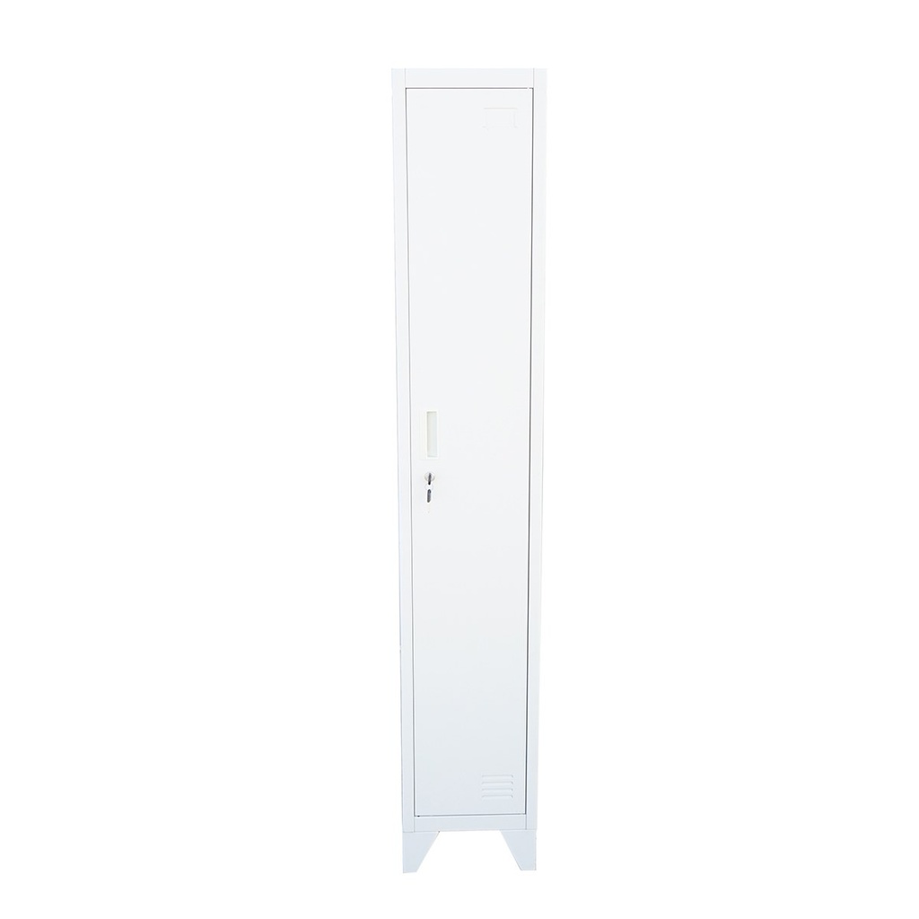 Dulap metalic fiset tip vestiar gri cu 1 usa securizata si 5 rafturi 1700x300x450mm