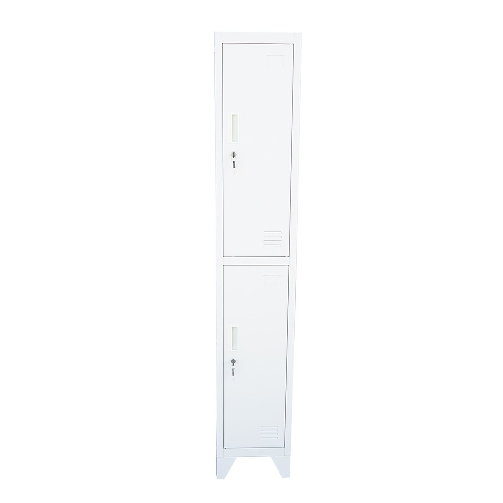 Dulap metalic fiset dublu tip vestiar gri cu 2 usi securizate si 6 rafturi 1700x300x450mm