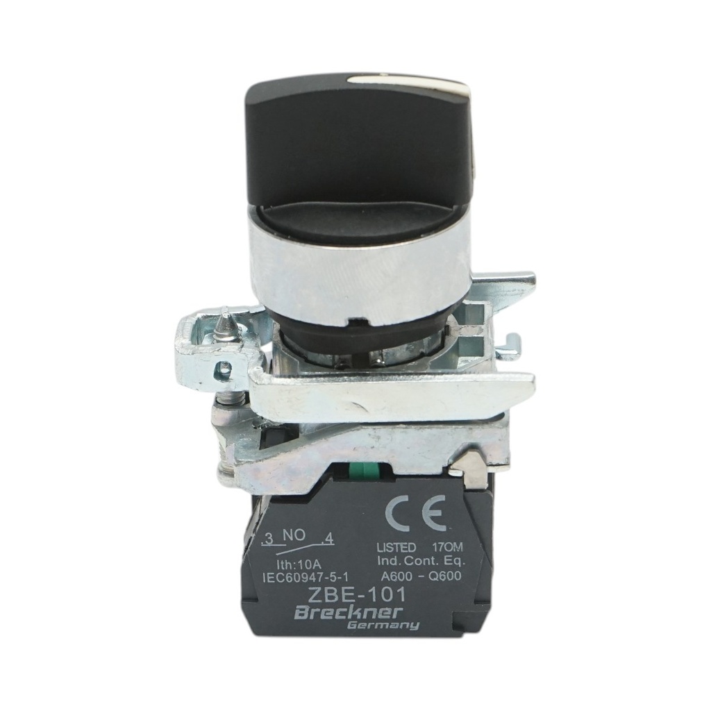 Selector 3 pozitii cu retinere negru 2NO, 24V/10A, TB4-BD33