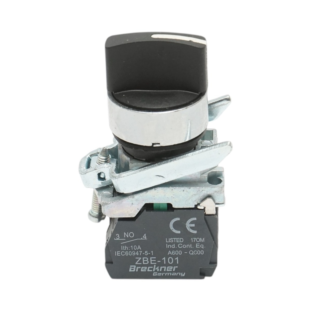 Selector 3 pozitii cu revenire negru 2NO, 24V/10A, TB4-BD53