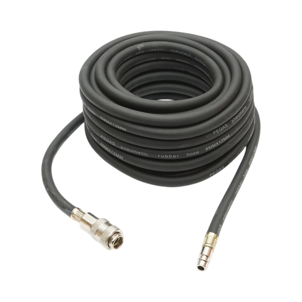 Furtun aer compresor 12m cauciucat 6x12mm si cuple rapide universale