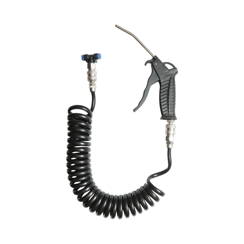 Pistol suflat aer comprimat cu duza 120mm, furtun spiralat PU 5m si mufa rapida T