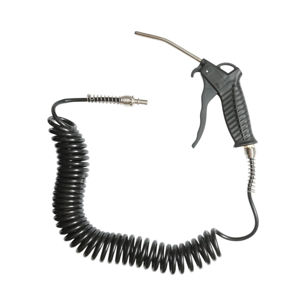 Pistol suflat aer comprimat cu duza 120mm, furtun spiralat 5m si cupla rapida tata 1/4