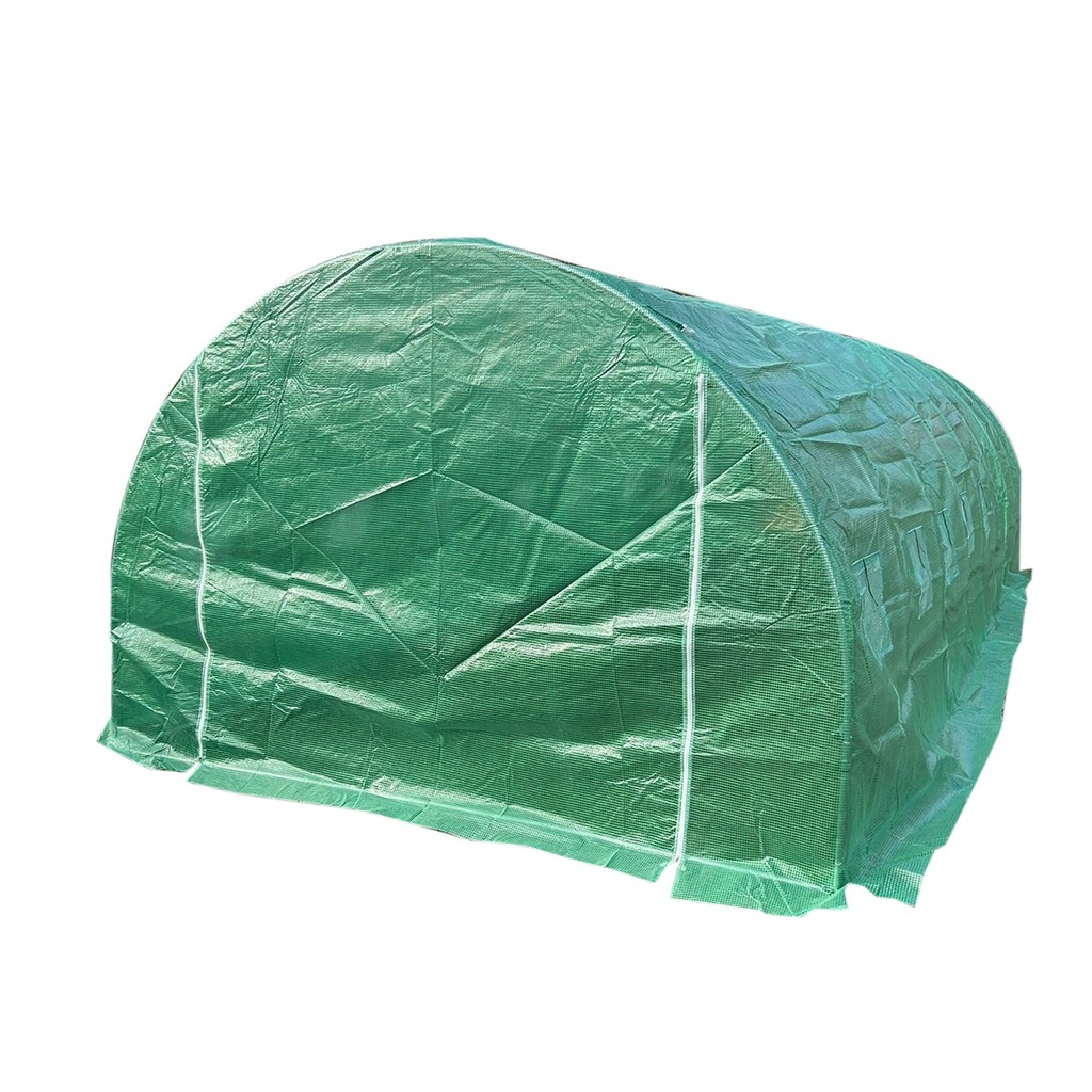 Solar de gradina 800x300x200cm cu sistem irigare, folie verde PE cu plasa 140g/mp UV, 16 ferestre, 2 usi, teava otel galvanizat 25mm THOR