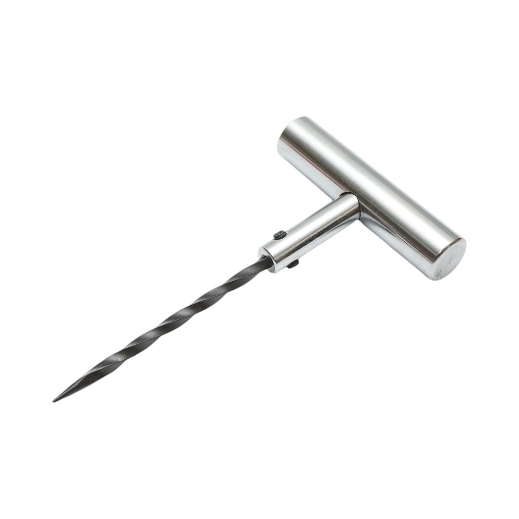 Instrument vulcanizare tip spirala cu maner metalic T pentru inserare snur anvelope
