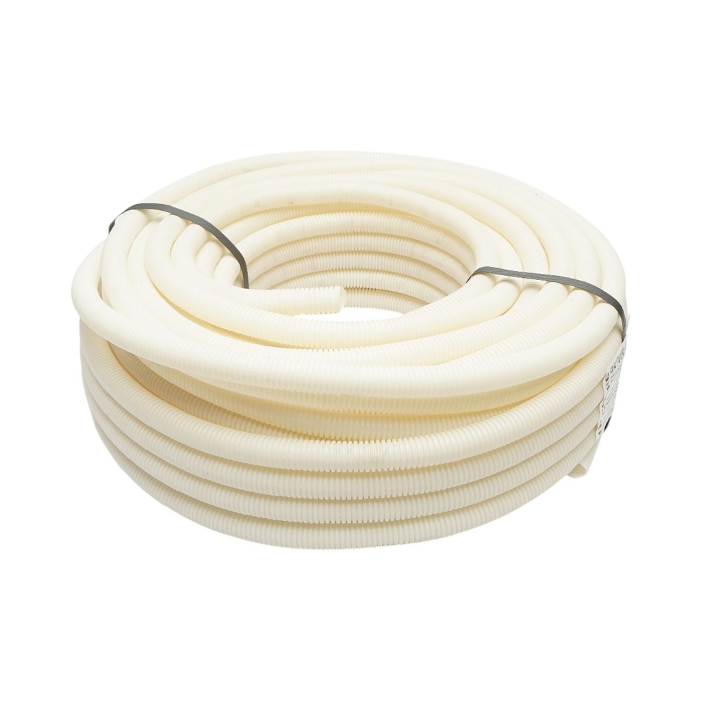 Tub flexibil copex corugat spiral 16mm fara fir din PVC 320N alb 50m/rola