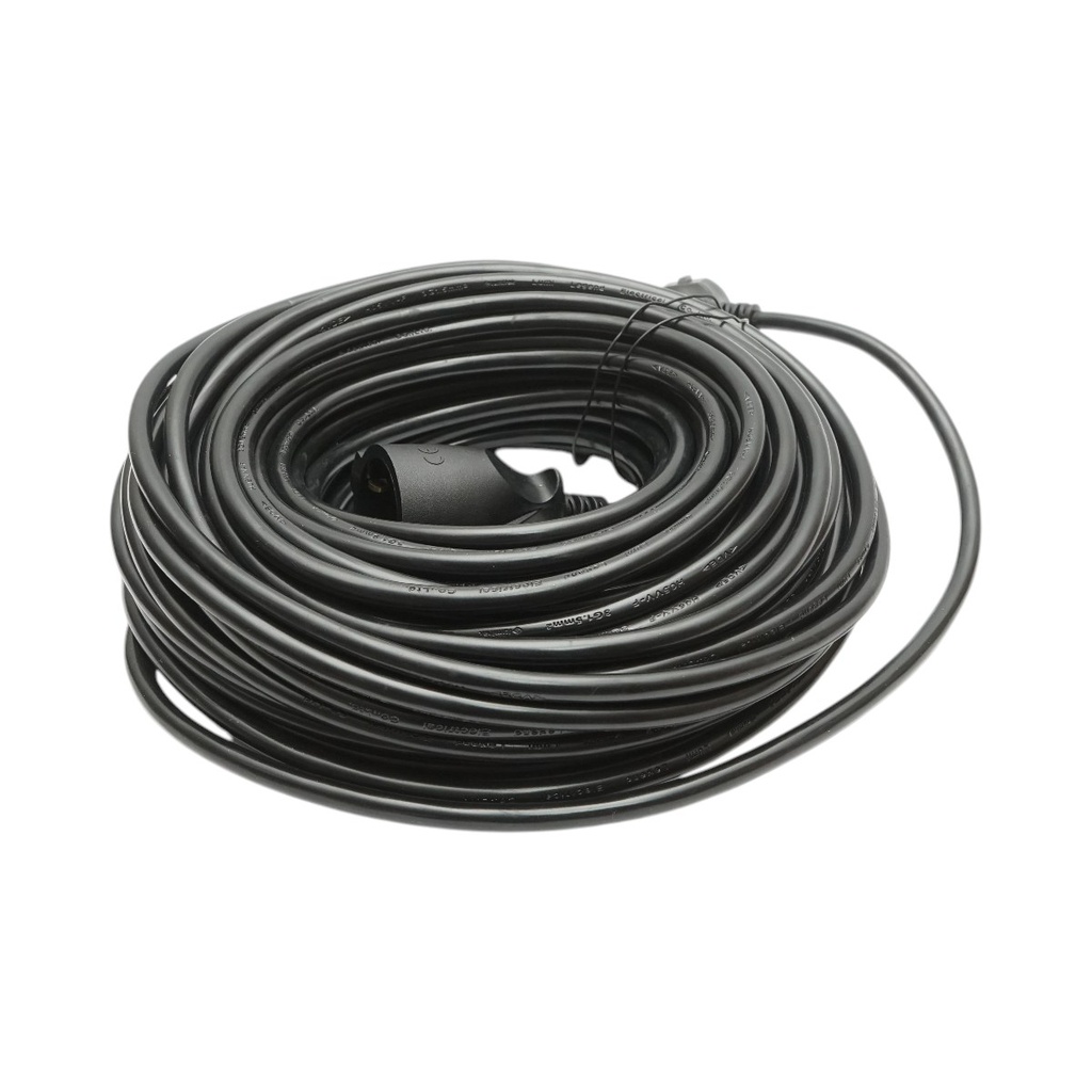 Cablu prelungitor pentru curent, lungime 30 metri cu priza si fisa tip Schuko 3x1.5mm negru 16A, 220V-250V