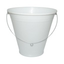 Galeata plastic hranire animale 12L alba cu maner metalic