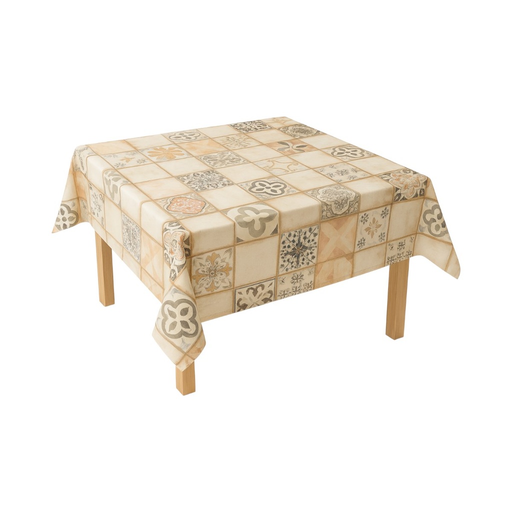 Rola fata de masa decorativa PVC 1.37x20m, grosime 0.18mm, textil 45 g/mp, model gresie vintage