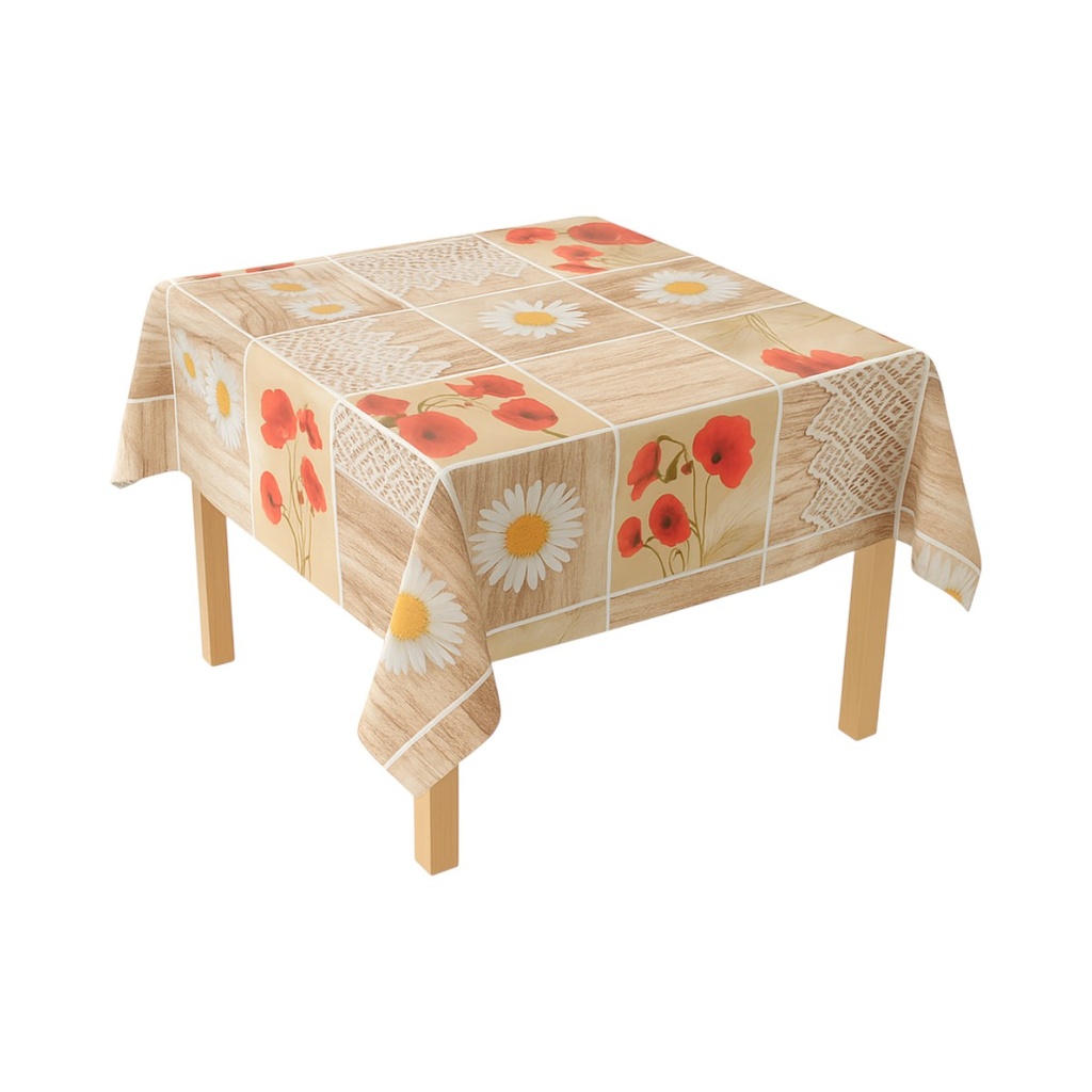 Rola fata de masa decorativa PVC 1.37x20m, grosime 0.18mm, textil 45 g/mp, model floral rustic