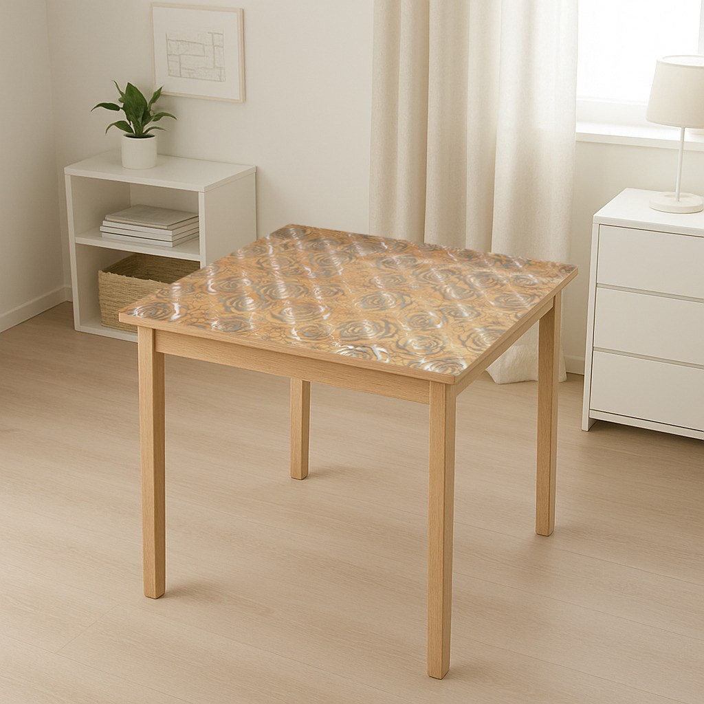 Folie protectie masa transparenta PVC siliconizat 80cm, grosime 1.2mm, model trandafiri 20m/rola