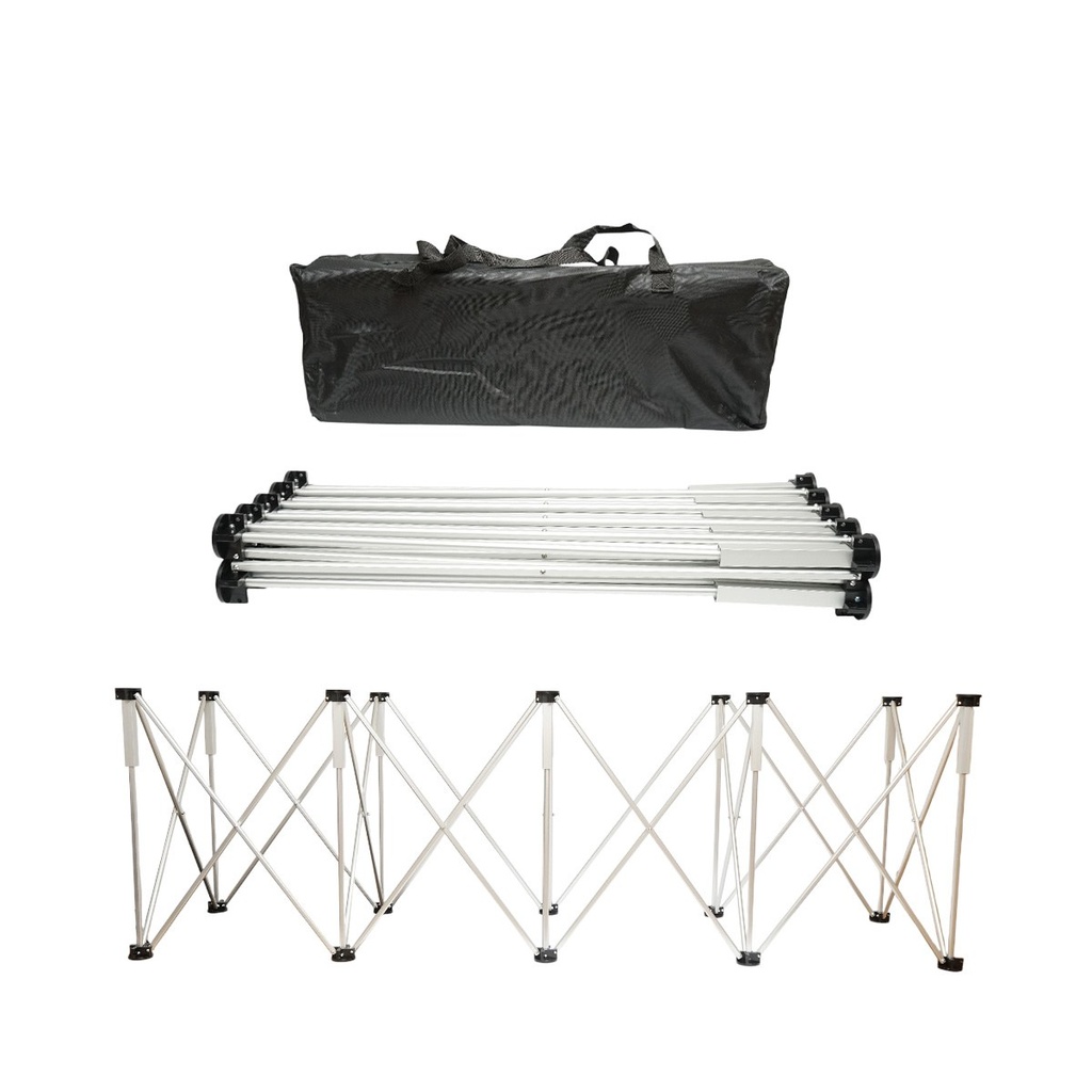 Masa profesionala de lucru pliabila tip acordeon 226 x 61 x 72 cm. Cadru aluminiu – Banc de lucru portabil pentru santier si atelier