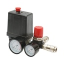 Presostat compresor aer 220V/20A cu 2 manometre 12 bar si valva descarcare reglabila tip BM ZBV