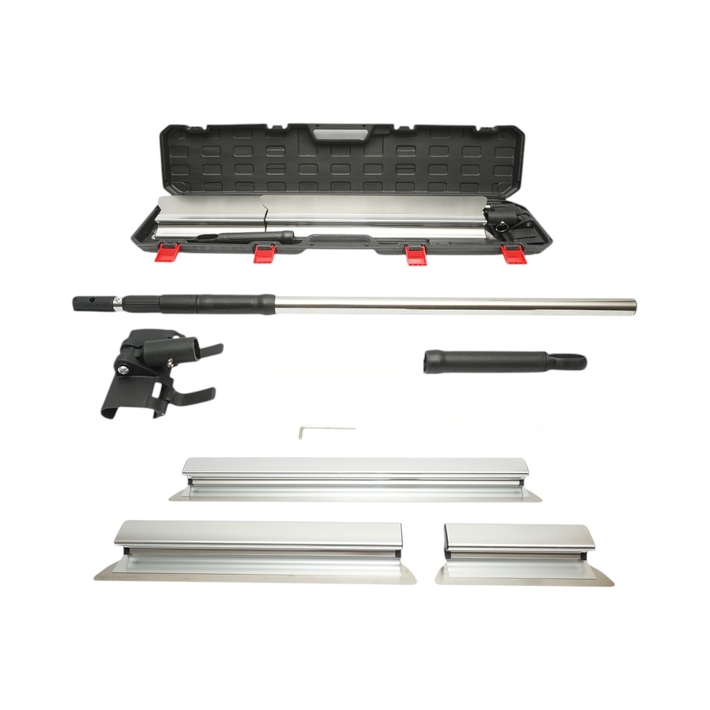 Set 3 gletiere profesionale inox 30/55/100cm, suport cu maner telescopic 85-200cm