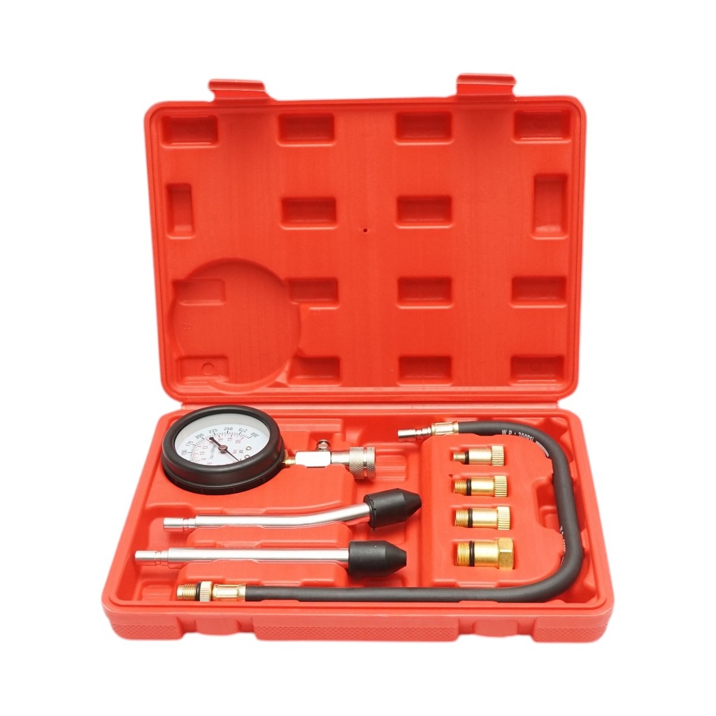 Trusa tester compresie motoare benzina cu manometru mecanic 0-20 bar