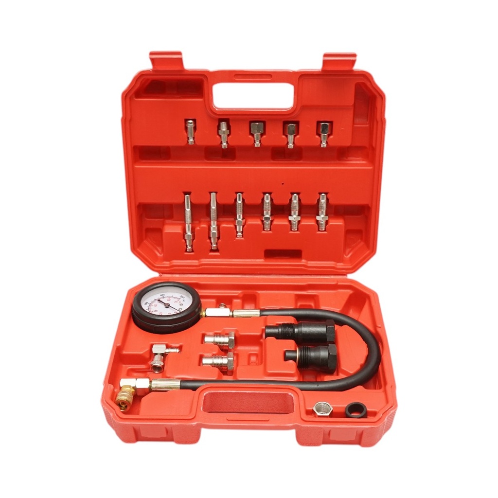 Trusa tester compresie motoare diesel cu manometru mecanic 0-70 bar 19 piese
