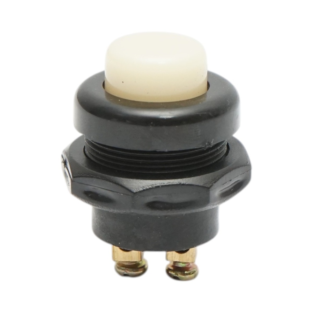 Buton pornire 12V/10A–24V/5A alb cu 2 pini universal