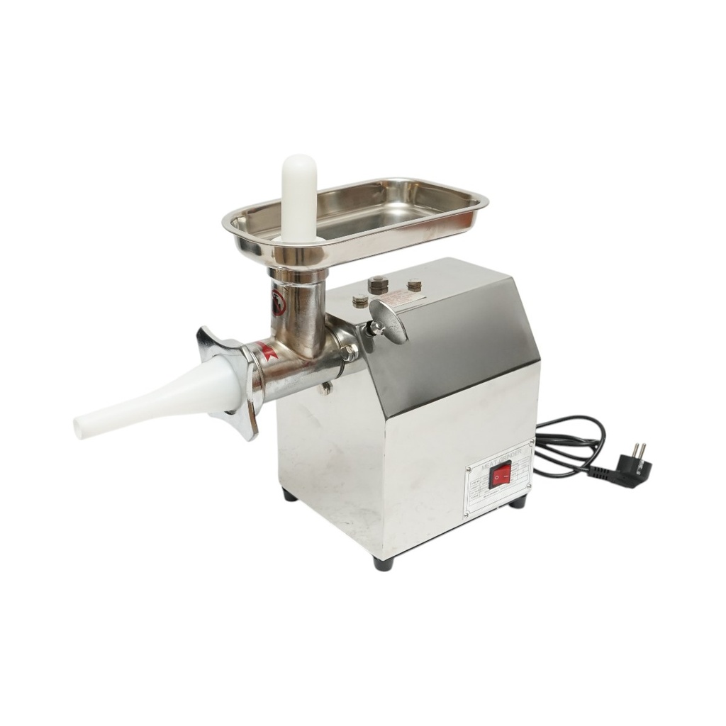 [AMAT6-125995] Masina de tocat carne electrica inox 600W, 220V, capacitate 100 kg/h, adaptor carnati, 2 site si 2 cutite incluse 340x185x365mm