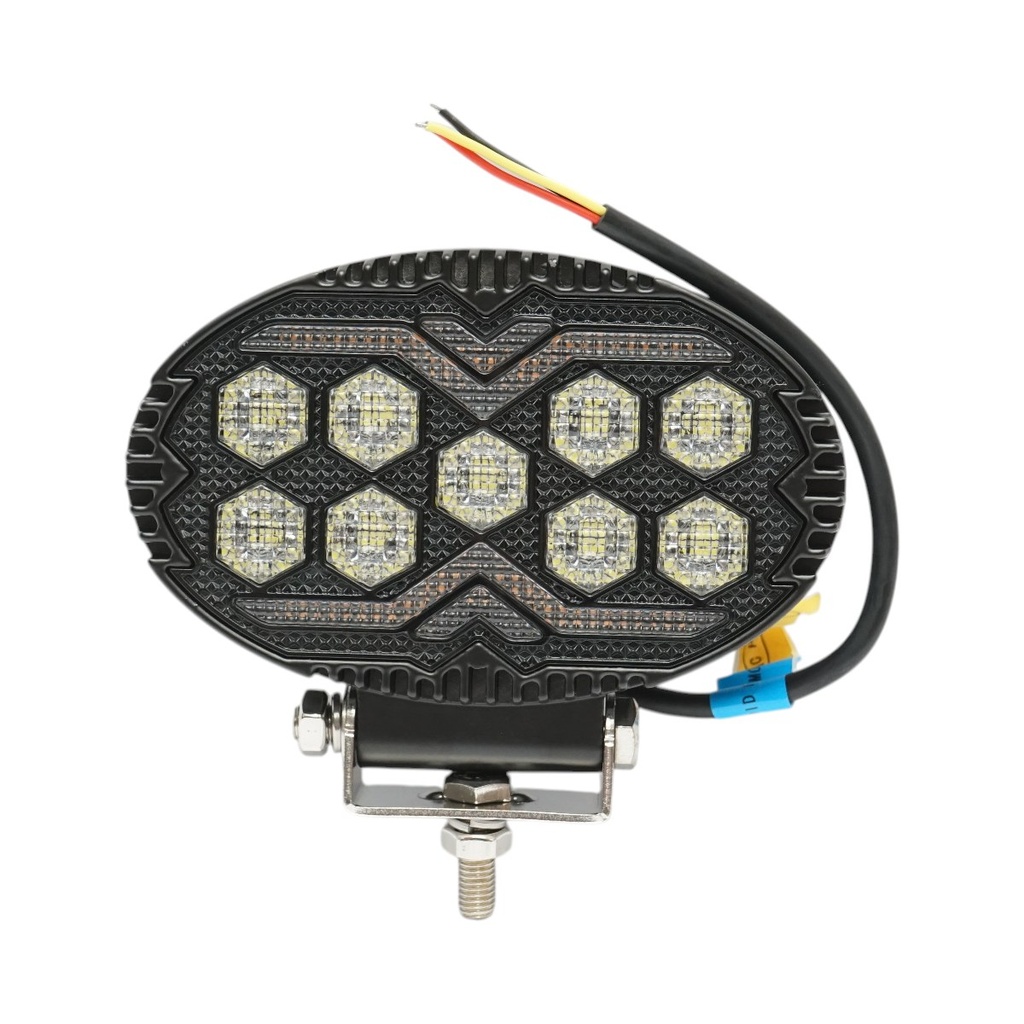 Proiector oval LED cu DRL 9-36V, 20W alb-galben, carcasa aluminiu 140x90x45mm IP68