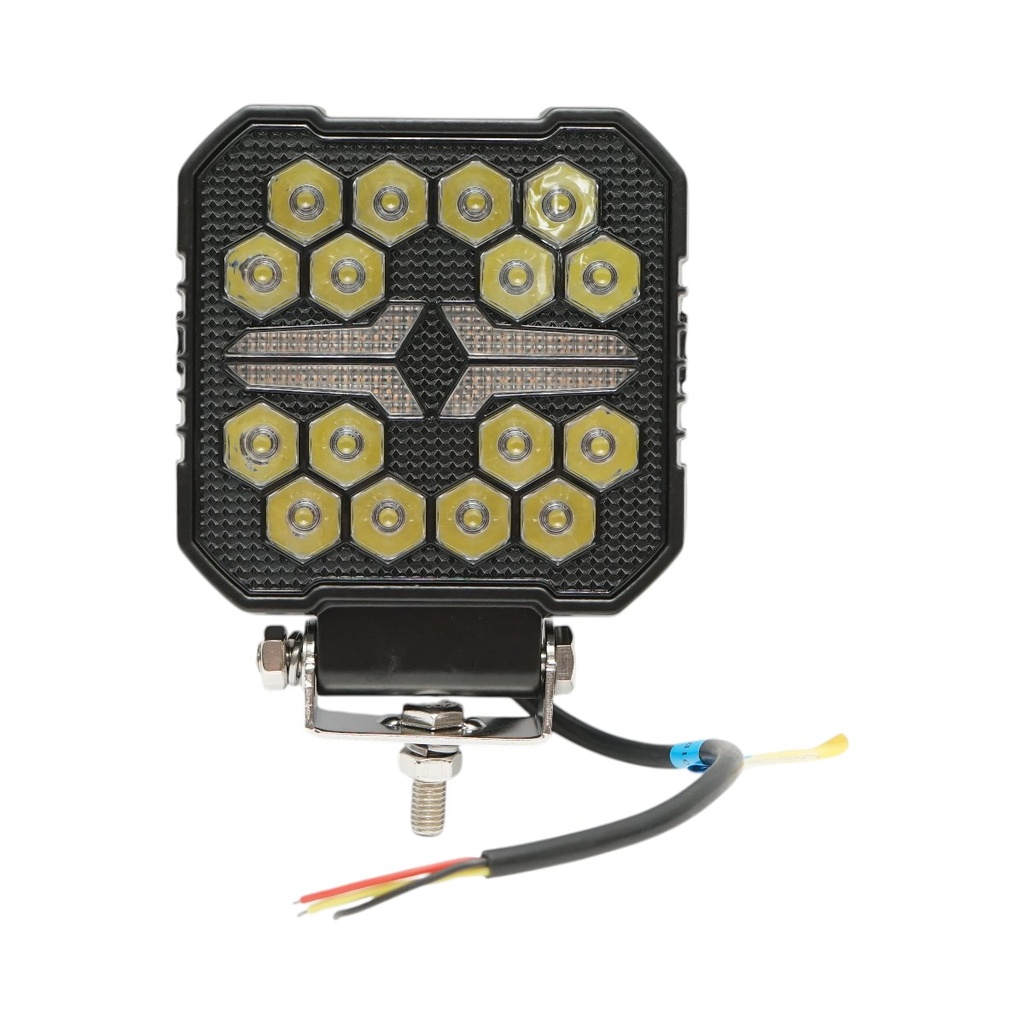 Proiector patrat LED cu DRL 9-36V, 22W alb-galben, carcasa aluminiu 107x107x33mm IP68