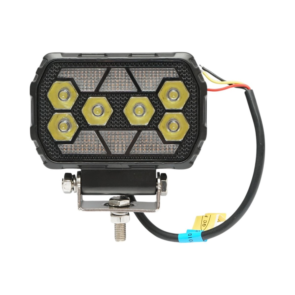 Proiector dreptunghiular LED cu DRL 9-36V, 28W alb-galben, carcasa aluminiu 112x75x45mm IP68