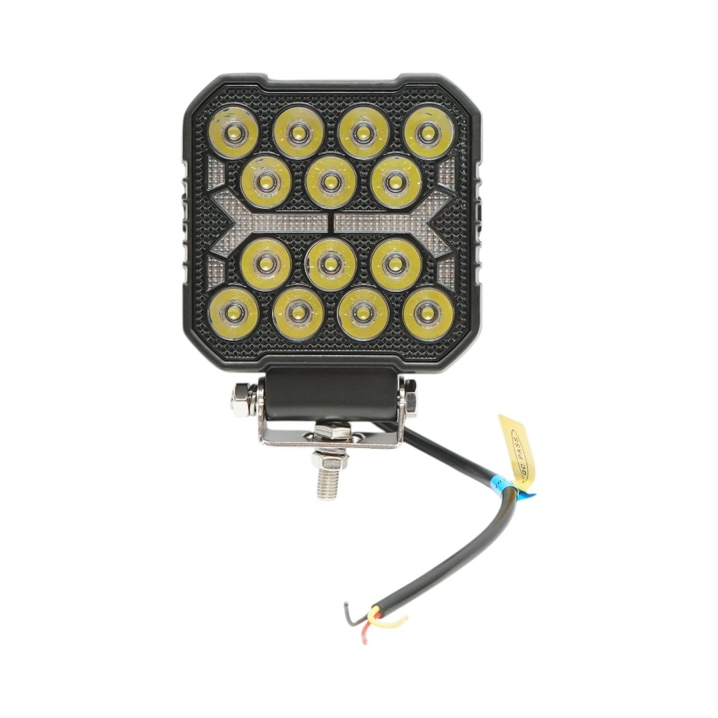Proiector patrat LED cu DRL 9-36V, 16W alb-galben, carcasa aluminiu 108x108x33mm IP68