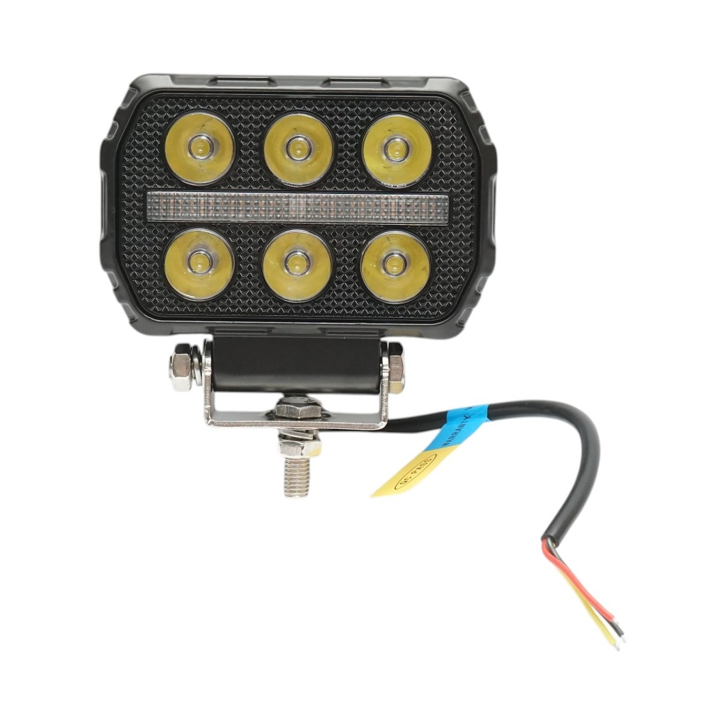 Proiector dreptunghiular LED cu DRL 9-36V, 28W alb-galben, carcasa aluminiu 112x75x45mm IP68
