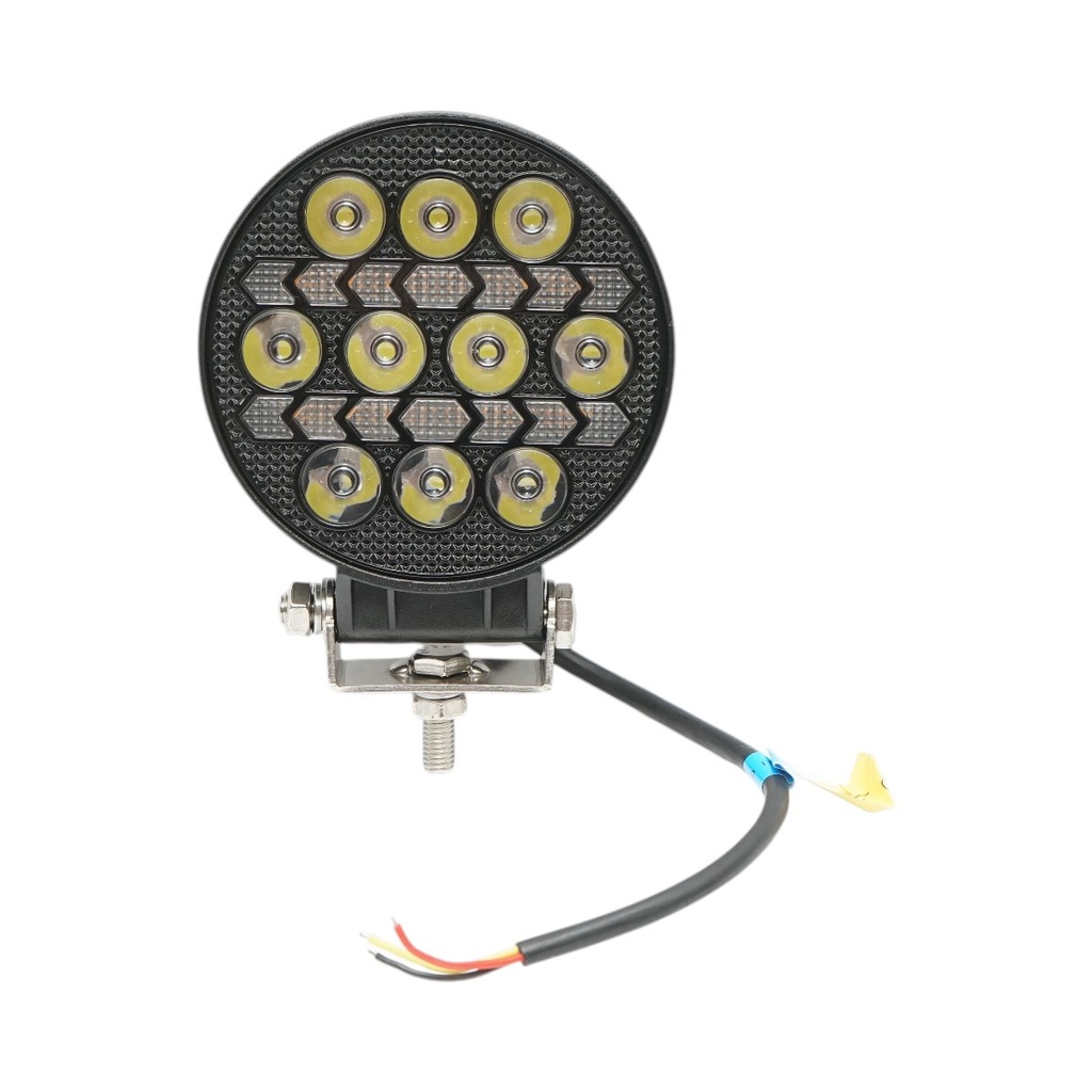 Proiector rotund LED cu DRL 9-36V, 16W alb-galben, carcasa aluminiu 108x108x40mm IP68