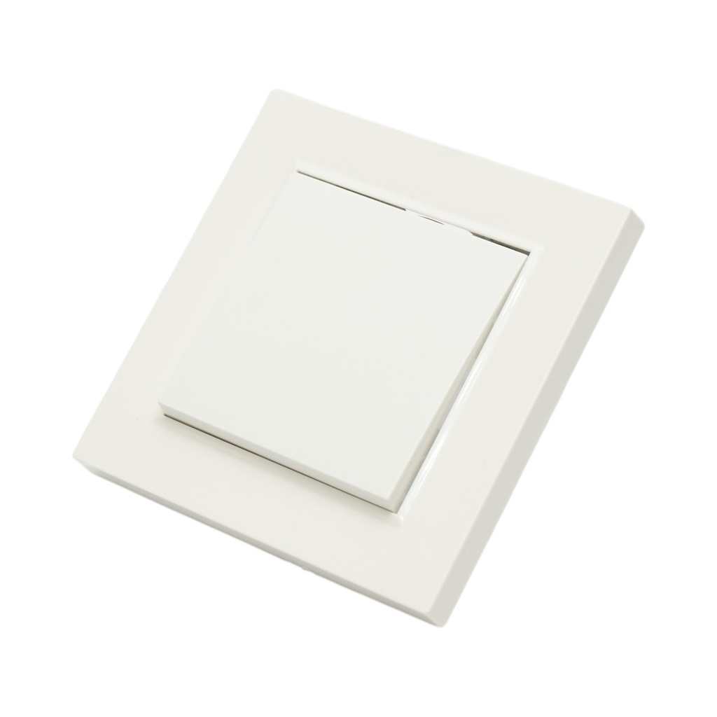 Intrerupator simplu alb incastrat 220V, 10AX, ABS 80x80mm