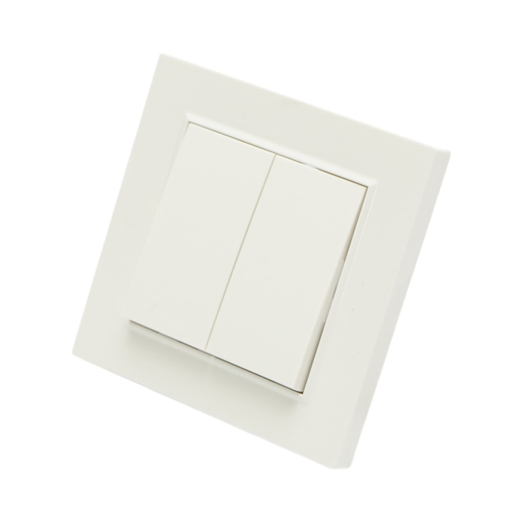Intrerupator dublu cap scara alb incastrat 220V, 10AX, ABS 80x80mm