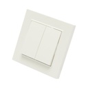Intrerupator dublu cap scara alb incastrat 220V, 10AX, ABS 80x80mm