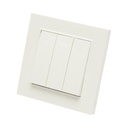 Intrerupator triplu alb incastrat 220V, 10AX, ABS 80x80mm