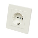Priza schuko alba incastrata 220V, 16A, ABS 80x80mm