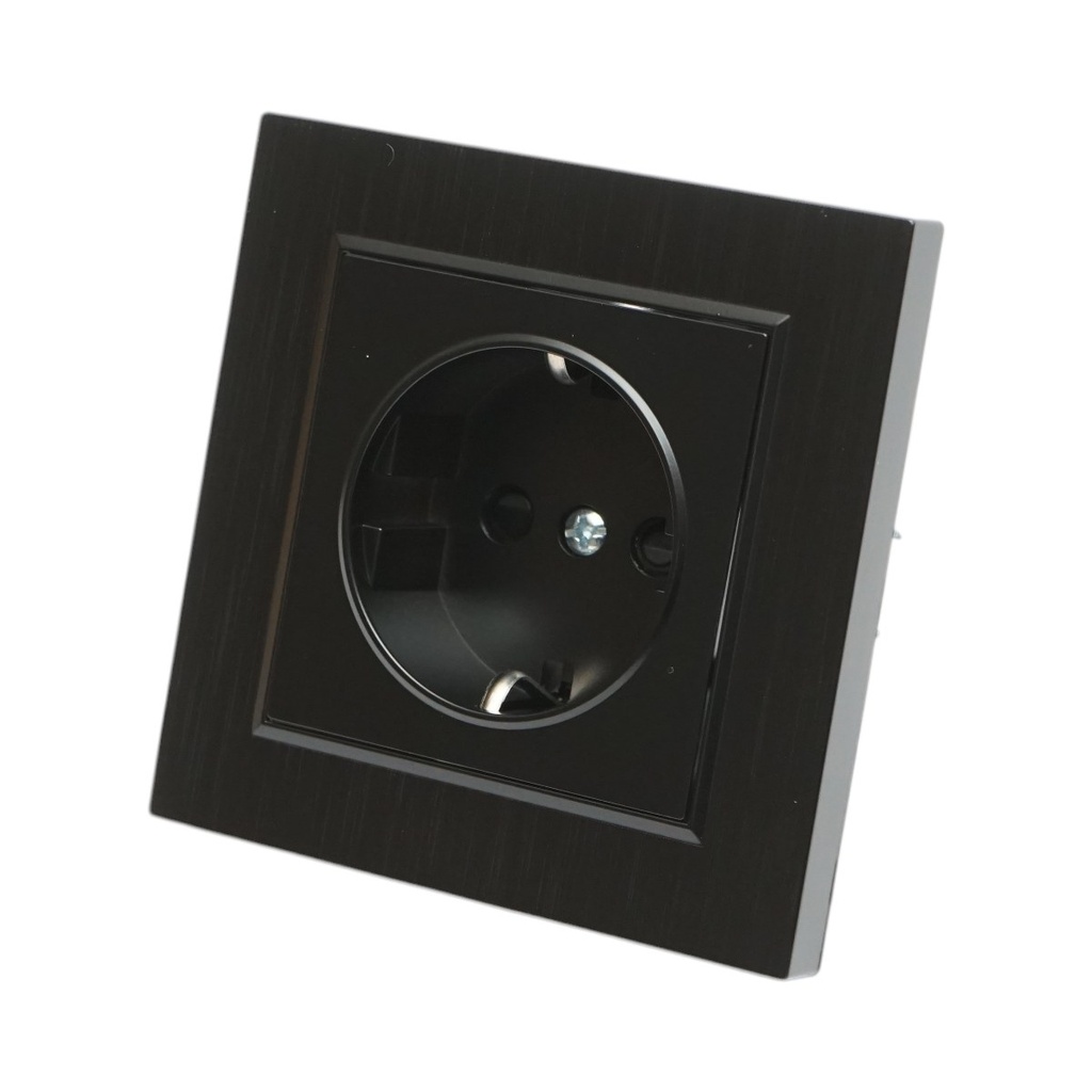 Priza schuko neagra incastrata 220V, 16A, ABS 80x80mm