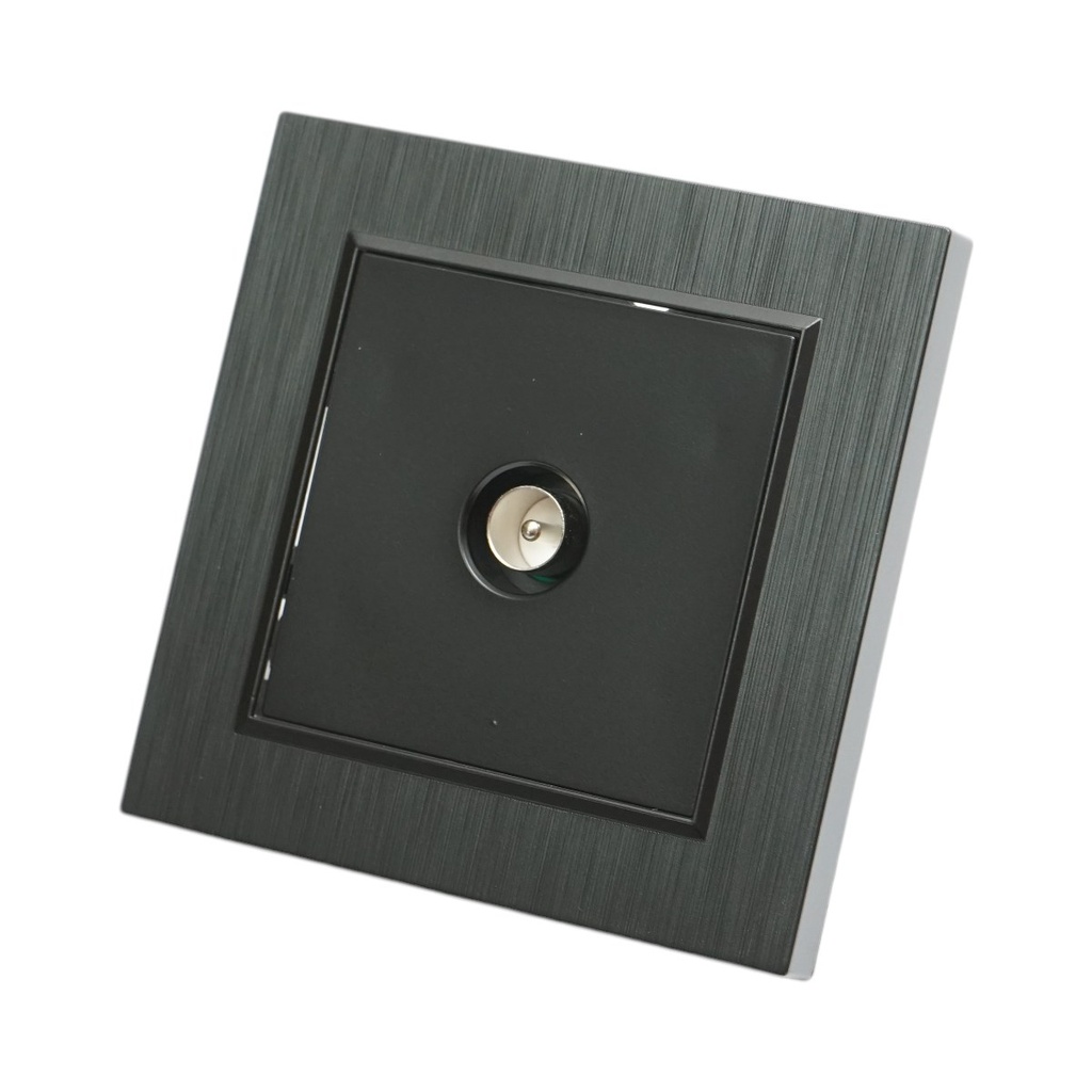 Priza TV de capat neagra incastrata ABS 80x80mm