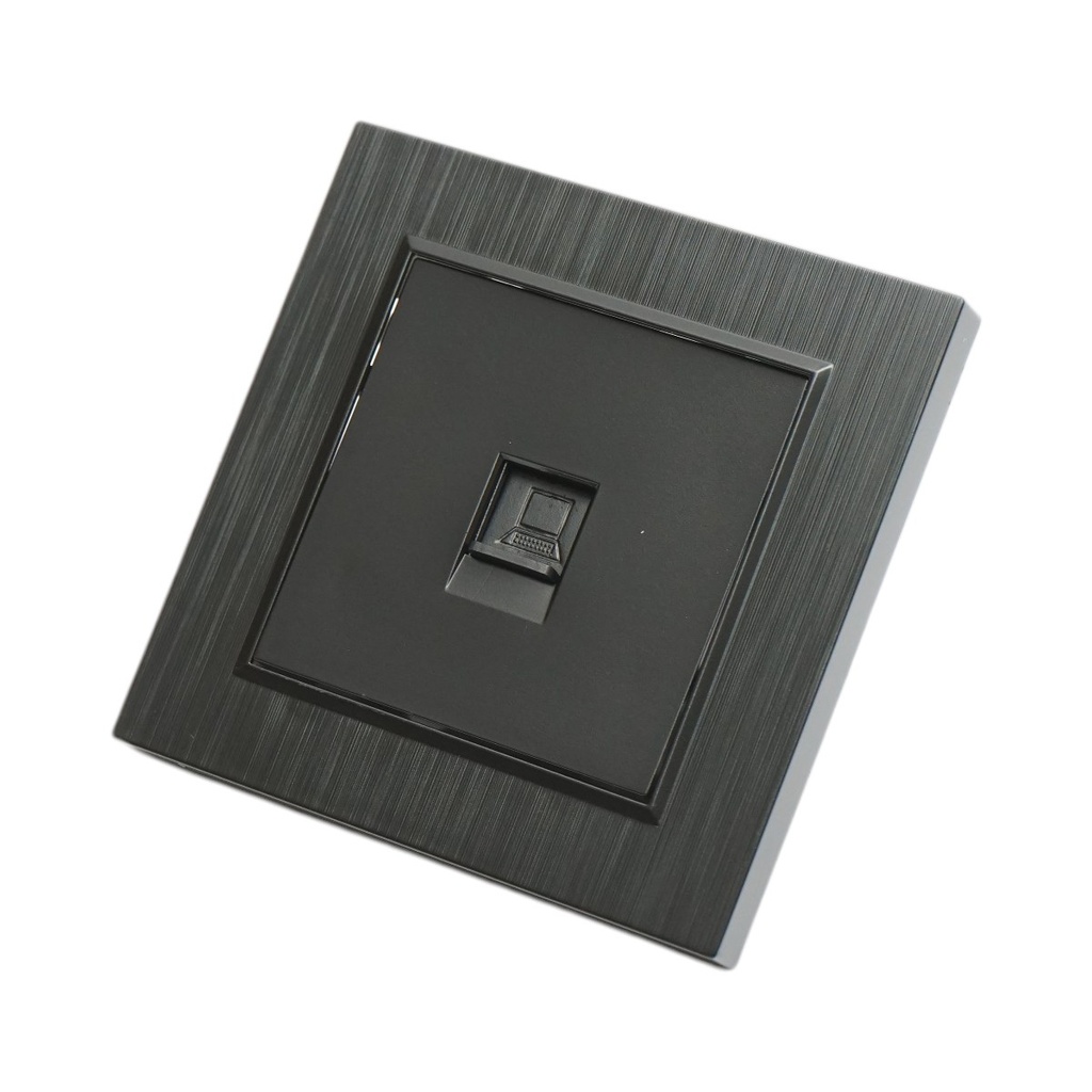 Priza internet RJ45 neagra incastrata ABS 80x80mm