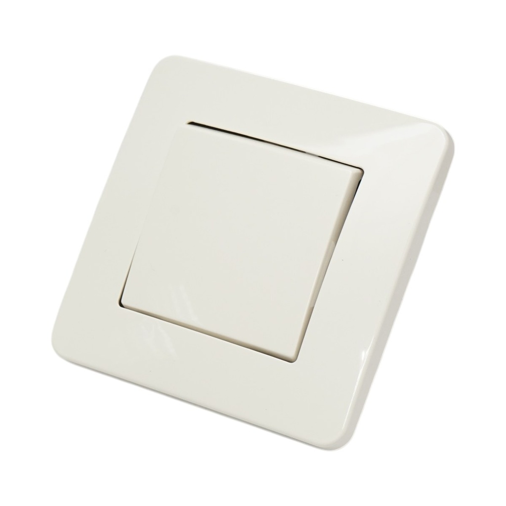 Intrerupator simplu alb incastrat 220V, 10AX, PC 80x80mm
