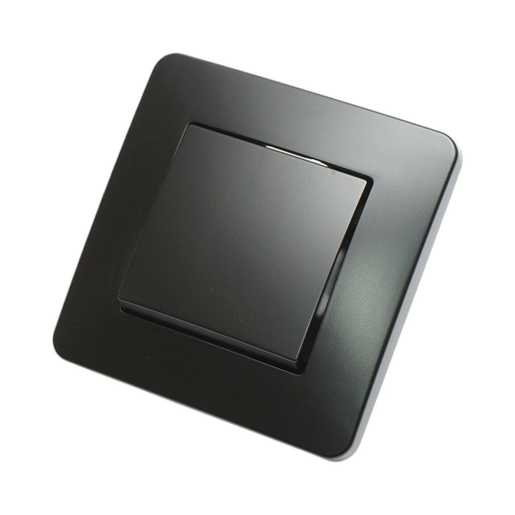 Intrerupator simplu negru incastrat 220V, 10AX, PC 80x80mm