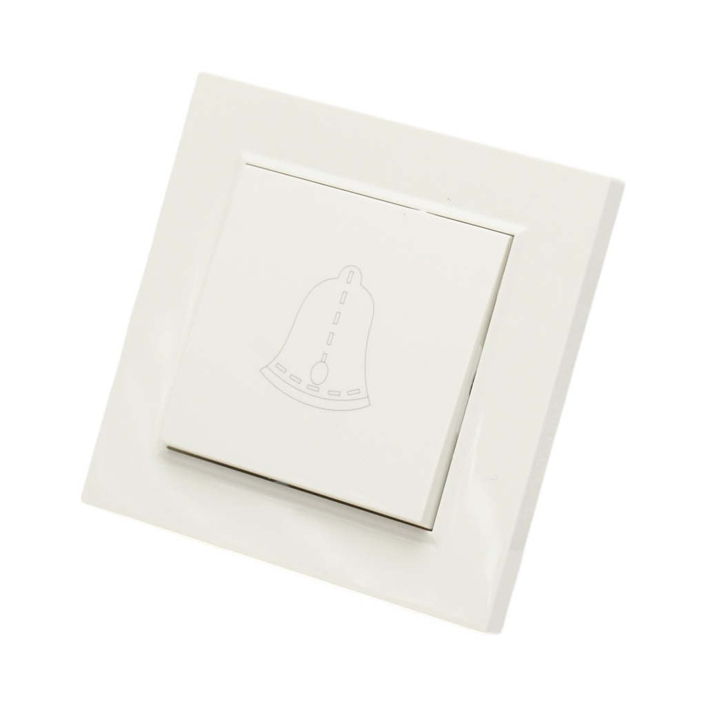 Intrerupator sonerie cu revenire alb incastrat 220V, 10AX, ABS 80x80mm