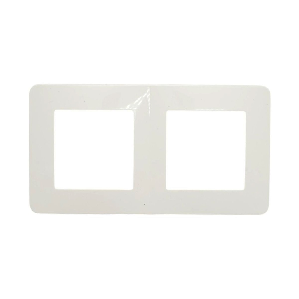 Rama dubla alba PC priza si intrerupator 150x83mm